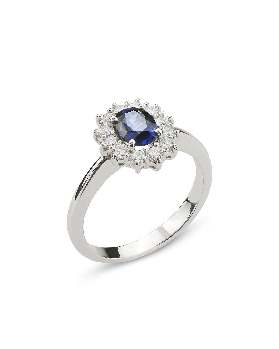 Anello oro bianco e zaffiro blu outlet