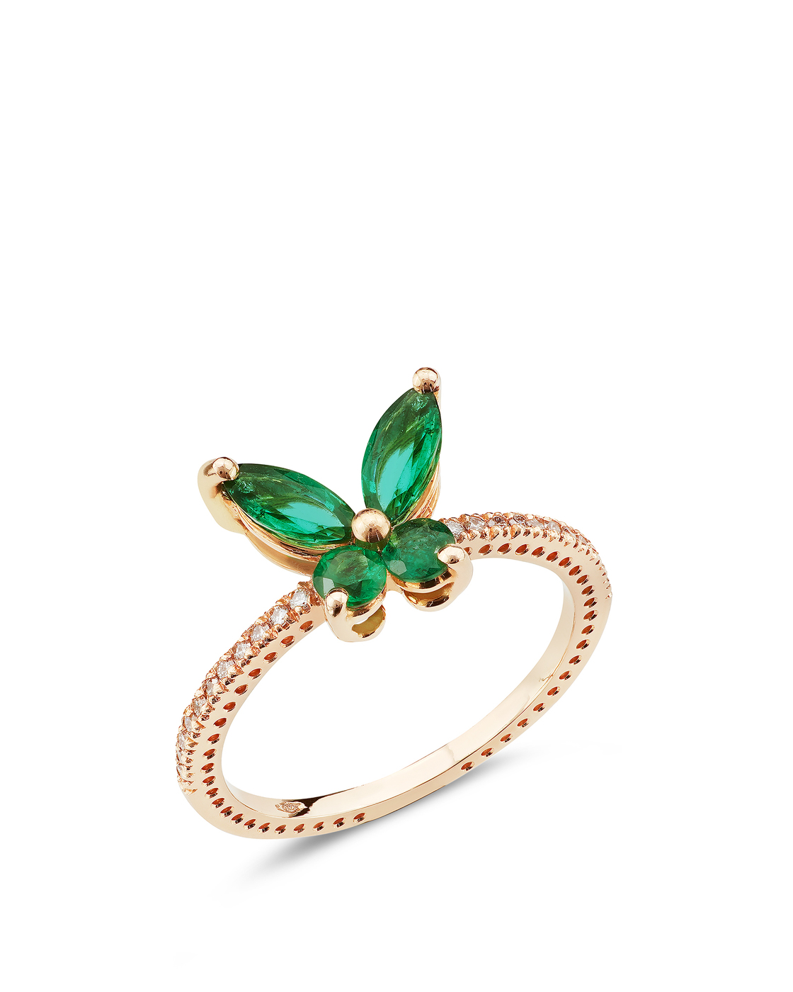 Emerald on sale butterfly ring