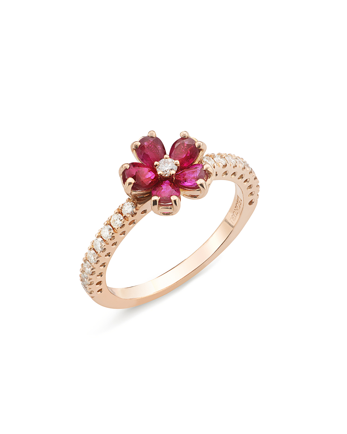 Anello a fiore con rubino hotsell